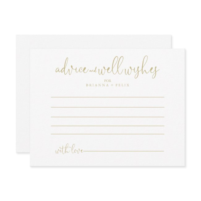 Gold Love Fancy Script Wedding Advice Card