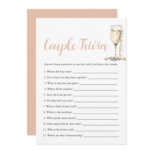 Gold Pearls & Prosecco Couple Trivia Bridal Game Invitation