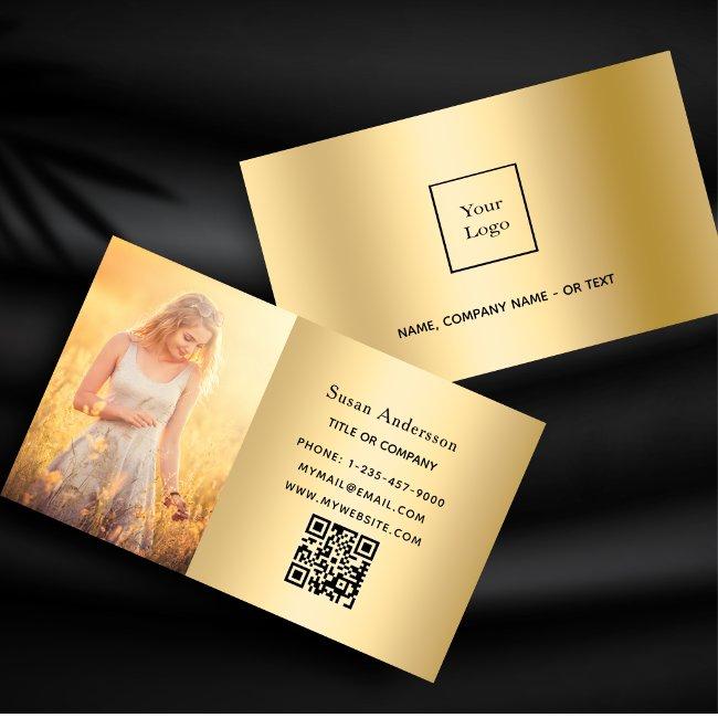 Gold Qr Code Logo Employee Photo Business Invitations