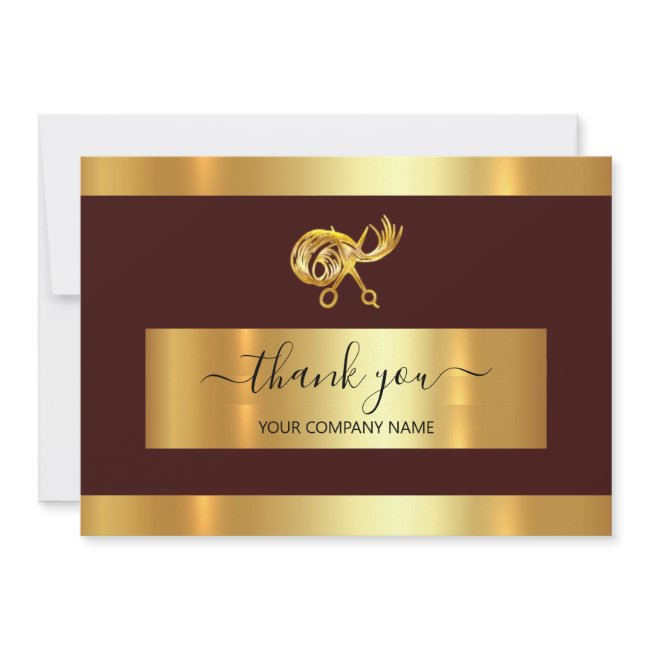  Gold Scissors Logothank You Business Insert Card 