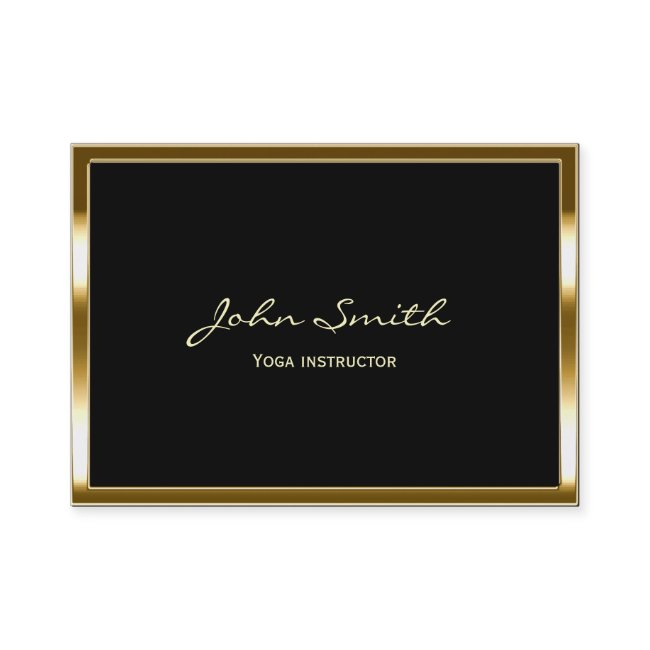 Golden Border Yoga Instructor Business Invitations