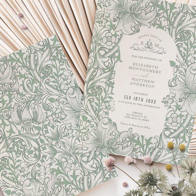 Golden Lily Wedding Suite Sage Green Morris Invitation