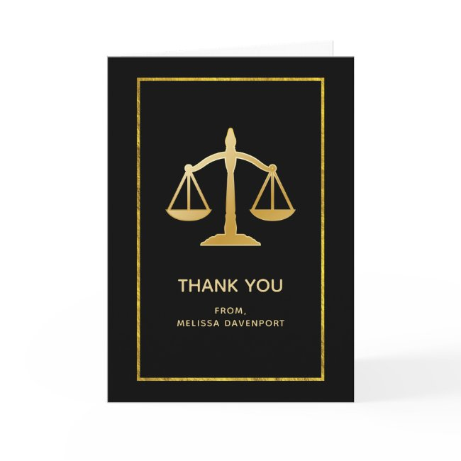 Golden Scales Of Justice Law Theme Thank You Invitations