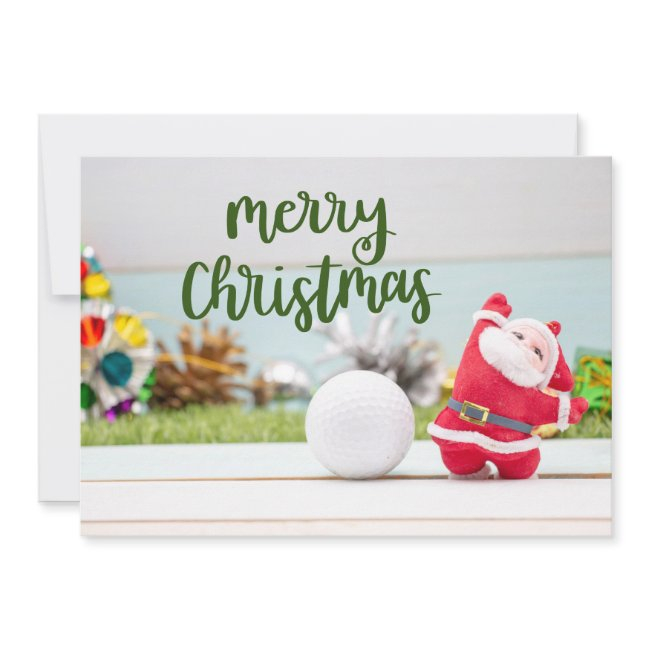 Golf Merry Christmas To Golfer With Santa Claus Ho Holiday Invitations