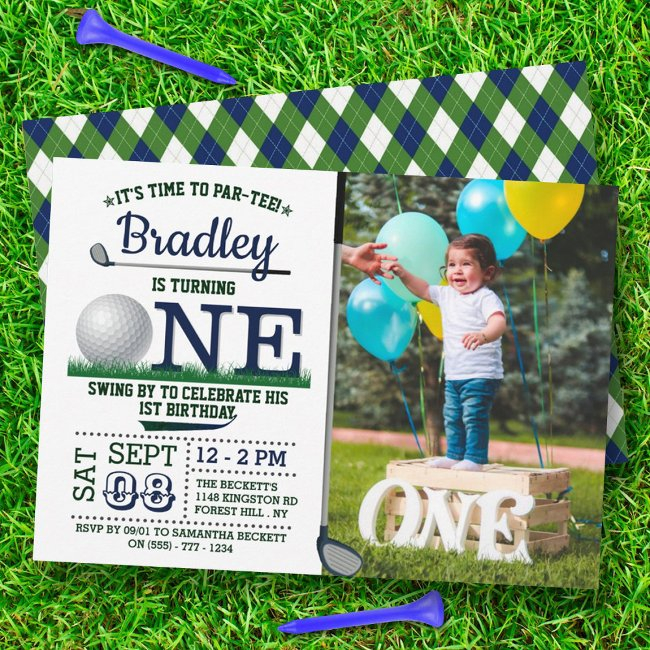 Golf Par-tee 1st Birthday Photo Invitation