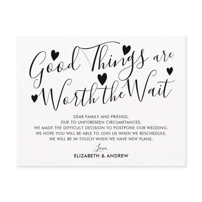 Good Things Worth The Wait Wedding Postponement Announcement