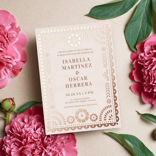 Gorgeous Papel Picado Boda Wedding Real Foil Invitation