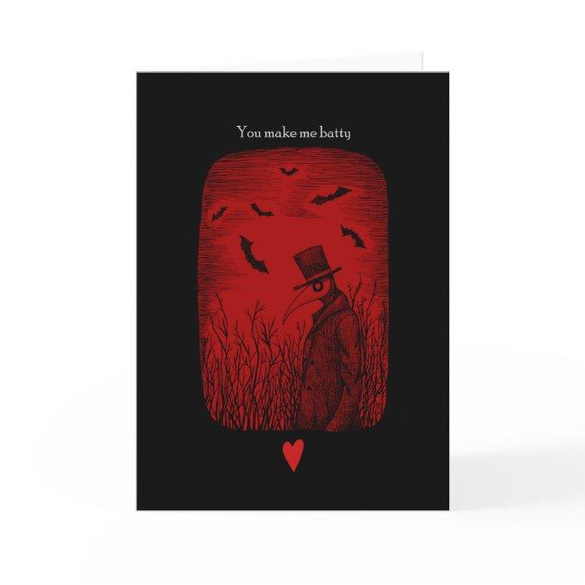 Goth I Love You Plague Doctor Bats Valentines Day Invitations