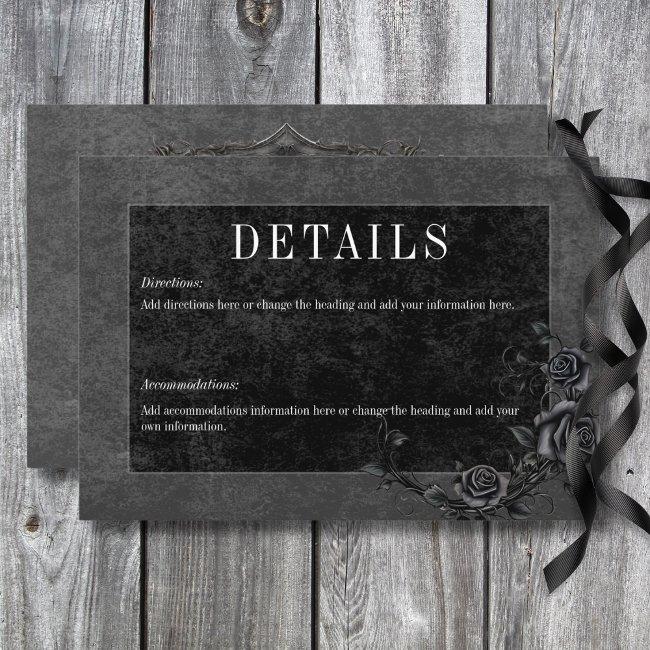 Gothic Black Raven & Black Roses Wedding Details Enclosure Invitations
