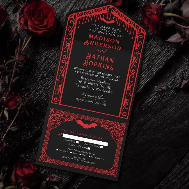 Gothic Vampire Cathedral Wedding All In One Invitation