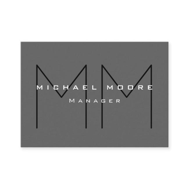 Gray Black Bold Monogram Modern Minimalist Business Invitations