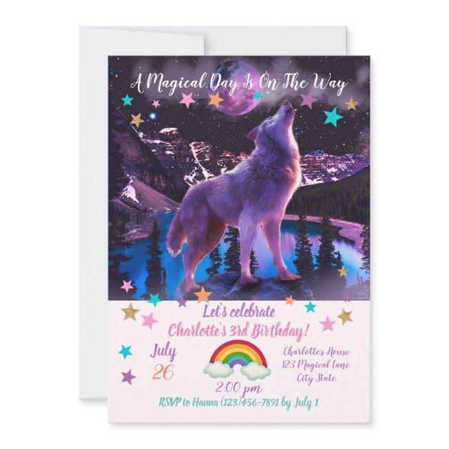 Gray Wolf Howling In Forest Invitation