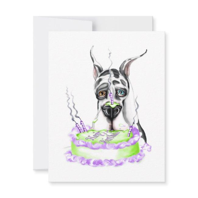Great Dane Harlequin Birthday Cake Invitation