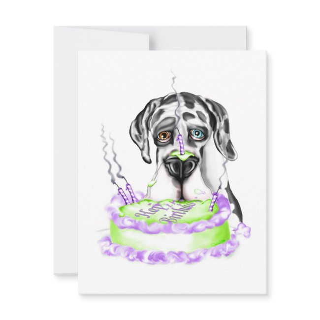 Great Dane Harlequin Uc Birthday Cake Invitation