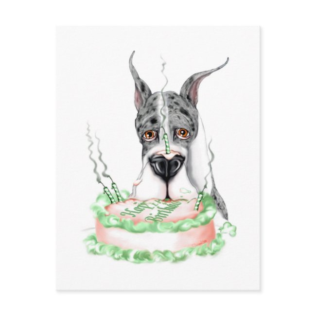 Great Dane Merle Birthday Cake Invitation