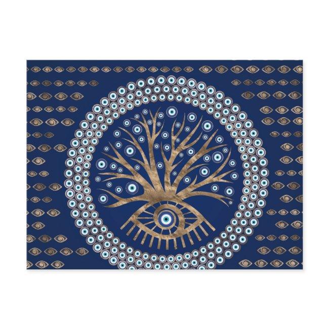 Greek Eye Tree - Mati Mataki - Matiasma On Blue Postinvitations