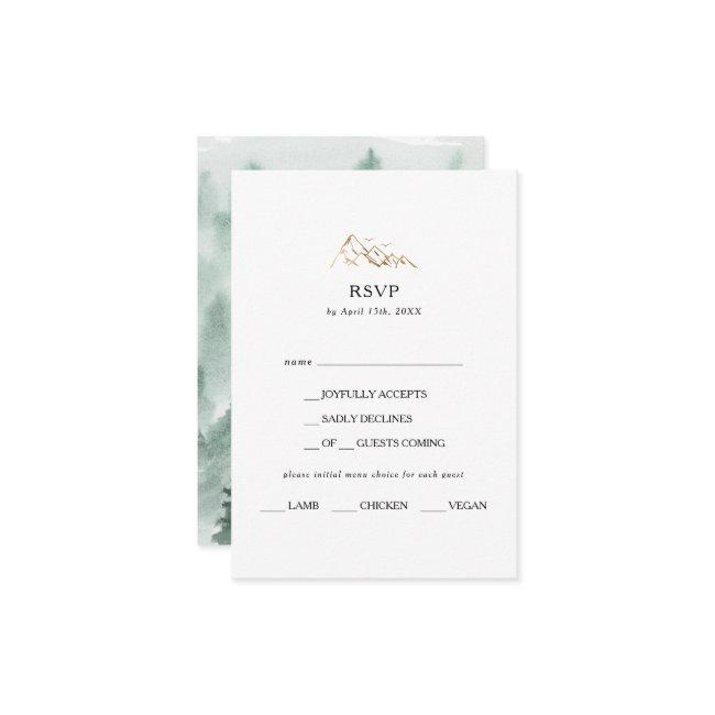 Green And Gold Mountain Menu Choice Rsvp Invitations