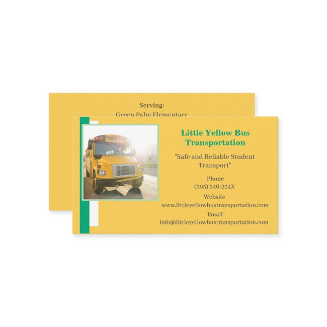 Green Bus Driver Yellow School Bus Business Invitations