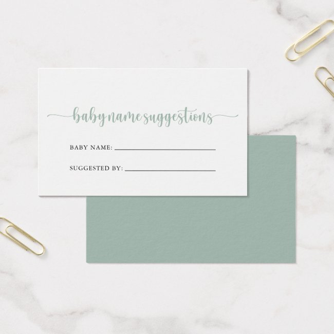 Green Calligraphy Baby Name Suggestions Invitations