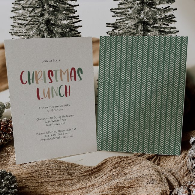Green Casual Colorful Christmas Lunch Invitation