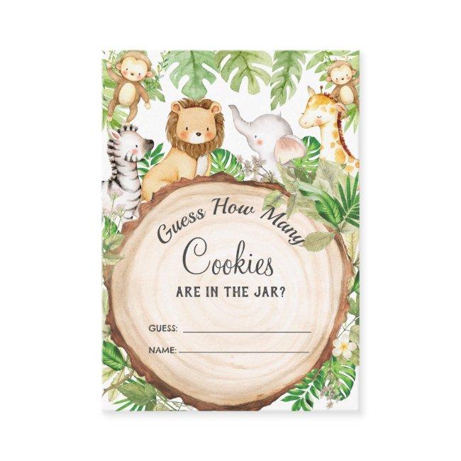 Greenery Jungle Animals Guess How Many Cookies Enclosure Invitations