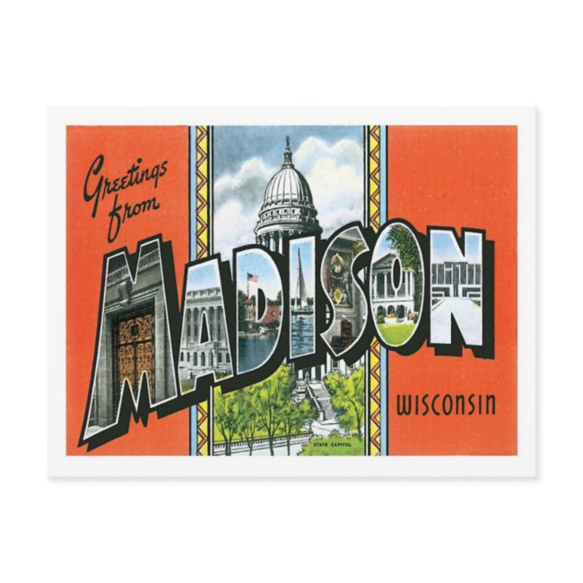 Greetings From Madison Wisconsin Us City Postinvitations