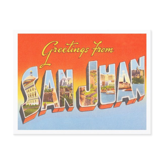 Greetings From San Juan, Puerto Rico Travel Postinvitations
