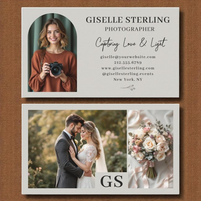 Grey Earthtone Elegant Photo Script Professional Business Invitations