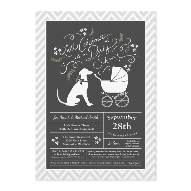 Greyhound Dog Baby Shower Gender Neutral Invitation