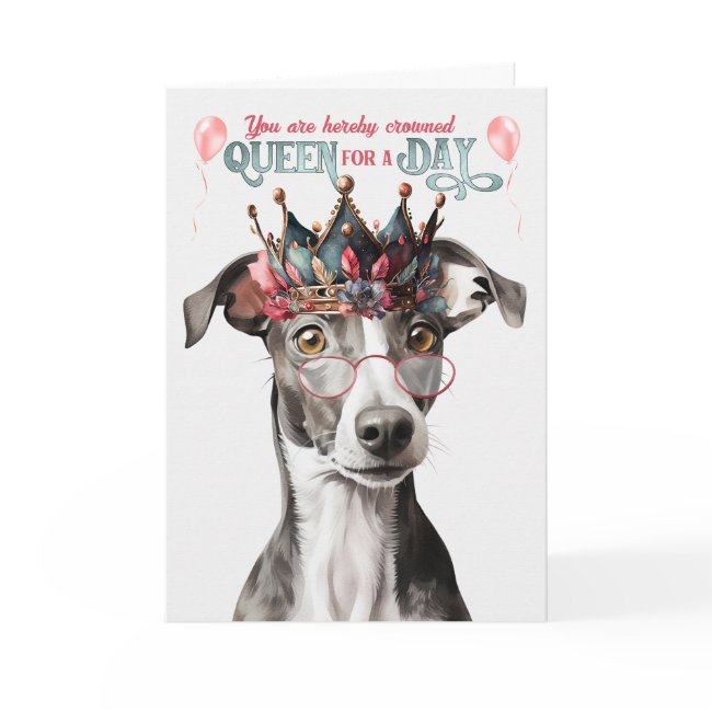 Greyhound Dog Queen For Day Funny Birthday Invitations