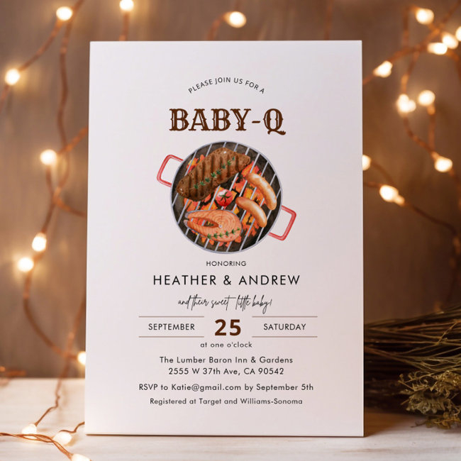 Gril Baby-q Bbq Backyard Baby Shower Invitation
