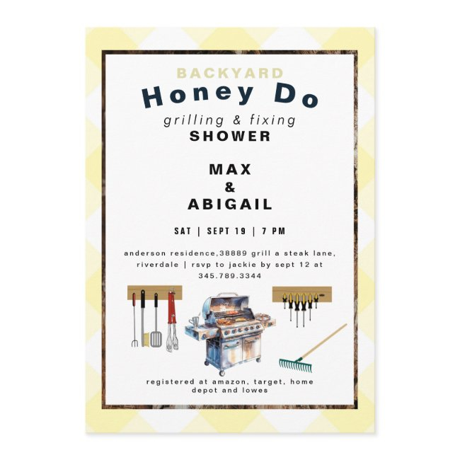 Grilling & Fixing Yellow Couples Shower Invitation