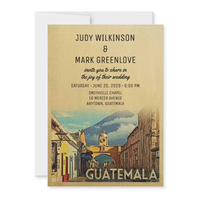 Guatemala Wedding Invitation Vintage Mid-century