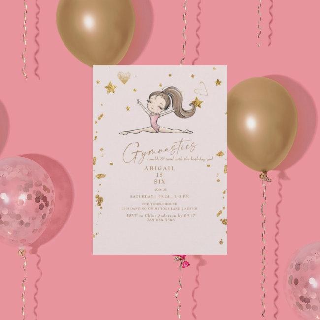 Gymnastics Tumble & Twirl Birthday Party Ii Invitation