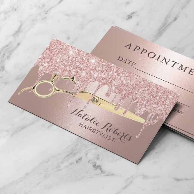Hair Salon Rose Gold Glitter Drips Appointment