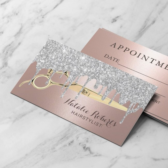 Hair Salon Rose Gold & Silver Drips Appointment