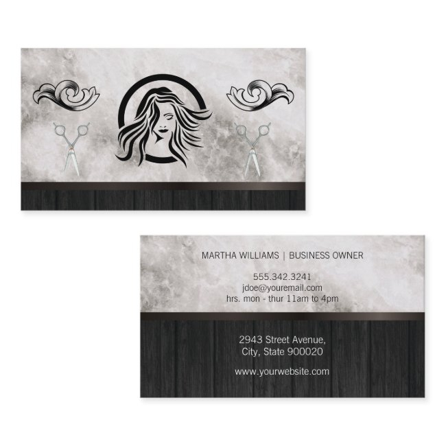 Hair Stylist And Beauty | Marble Wood Business Invitations
