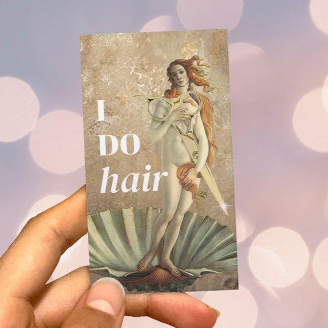 Hair Stylist Goddess & Gold Scissor Beauty Salon Business Invitations