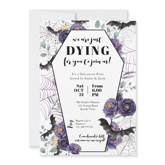 Halloween Party Invitation Floral Grave