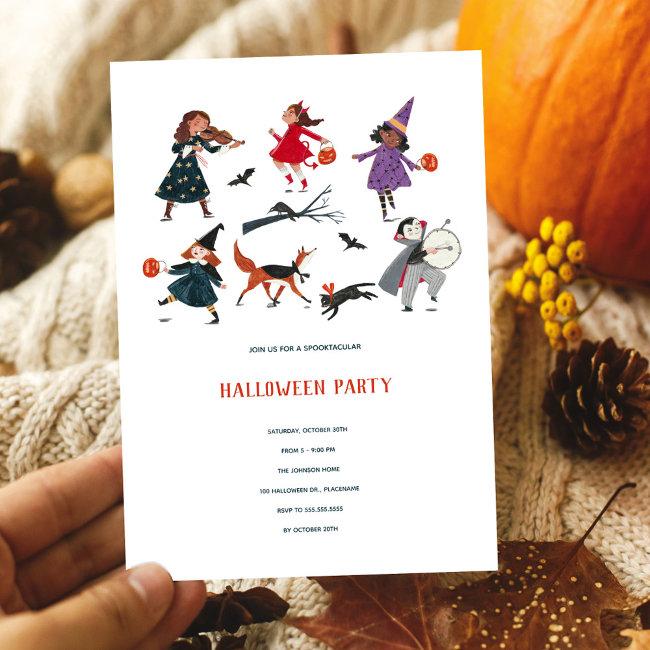 Halloween Party Kids Trick Or Treat Parade Holiday Invitations