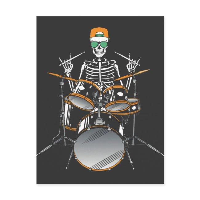 Halloween Skeleton Rock Hand Playing Drums Postinvitations
