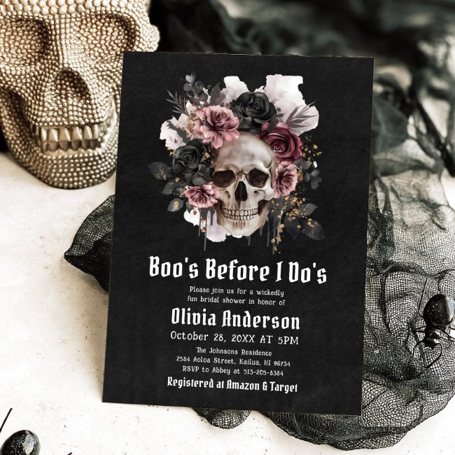 Halloween Skull Boo's Before I Do's Bridal Shower Invitation
