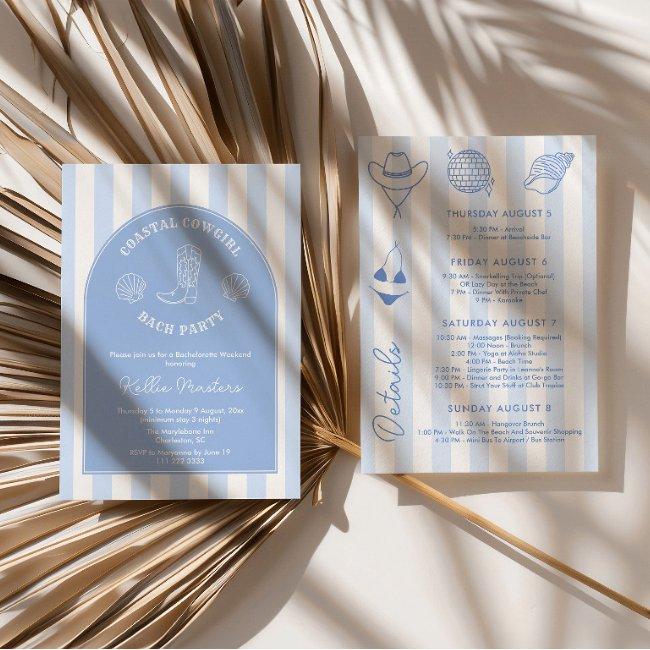 Hand Drawn Coastal Cowgirl Bachelorette Weekend Invitation