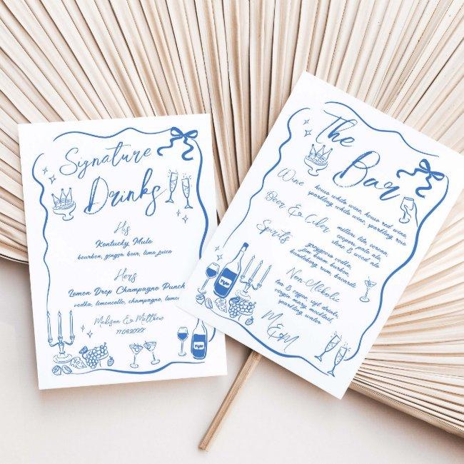 Hand Drawn Drawings Doodles Wedding Bar Menu