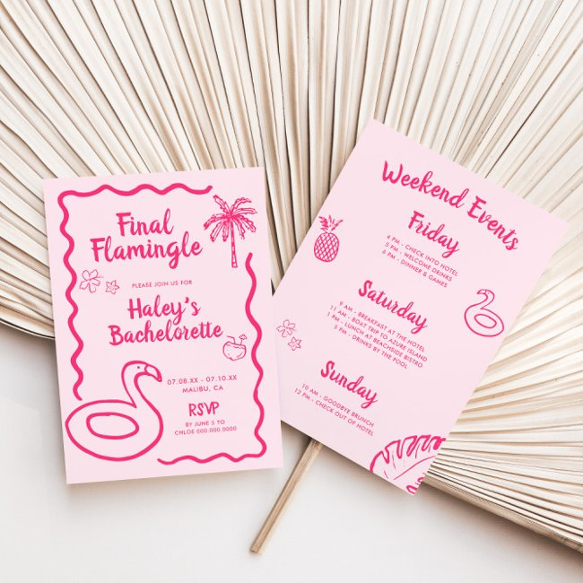 Hand Drawn Final Flamingle Bachelorette Invitation