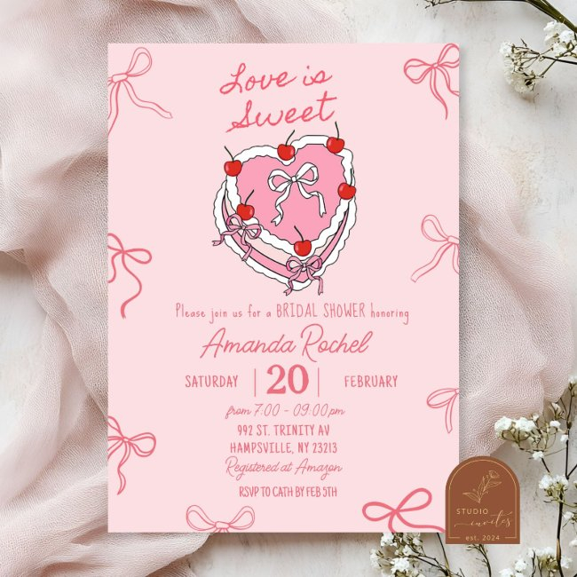Hand Drawn Love Is Sweet Bridal Shower Invitation