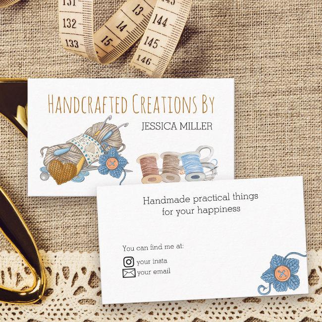 Handcrafted Creations Yarn And Sewing White Business Invitations