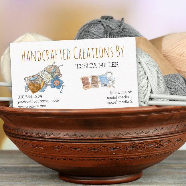 Handcrafted Creations Yarn Sewing White One Sided Business Invitations