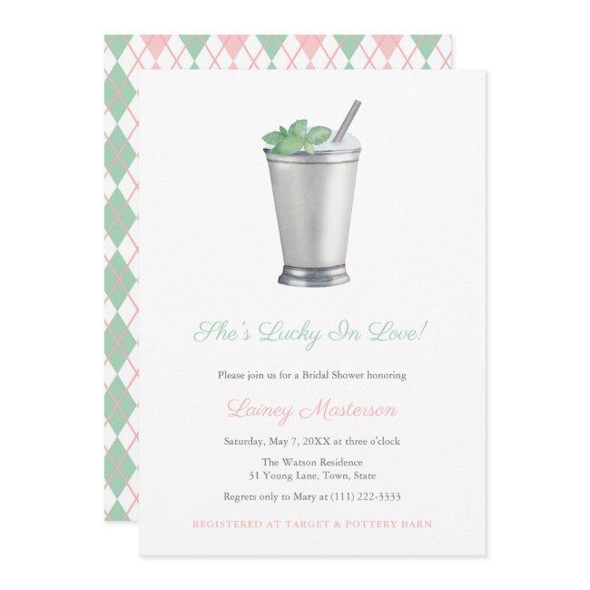 Handpainted Mint Julep Argyle Derby Bridal Shower Invitation