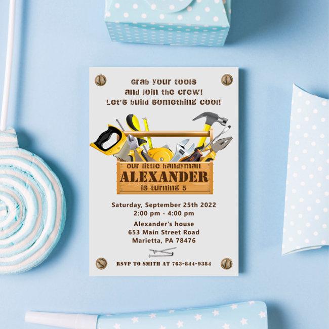 Handyman Tools And Gadgets Birthday Party Invitati Invitation